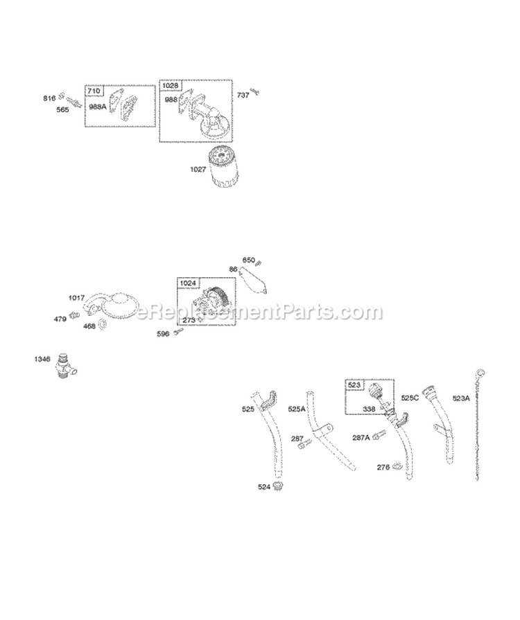 Lubrication Diagram and Parts List for  Briggs and Stratton Engine